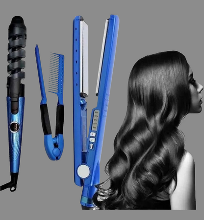 Kit de Plancha de Cabello+Rizadora+Peine. TIENDA NILDA'S HOPI ( ECUADOR).