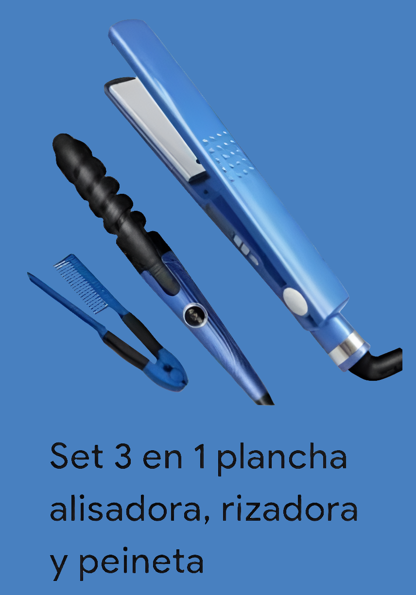 Kit de Plancha de Cabello+Rizadora+Peine. TIENDA NILDA'S HOPI ( ECUADOR).