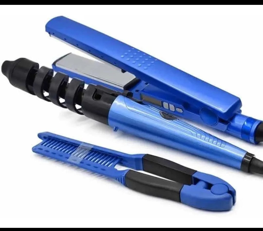 Kit de Plancha de Cabello+Rizadora+Peine. TIENDA NILDA'S HOPI ( ECUADOR).