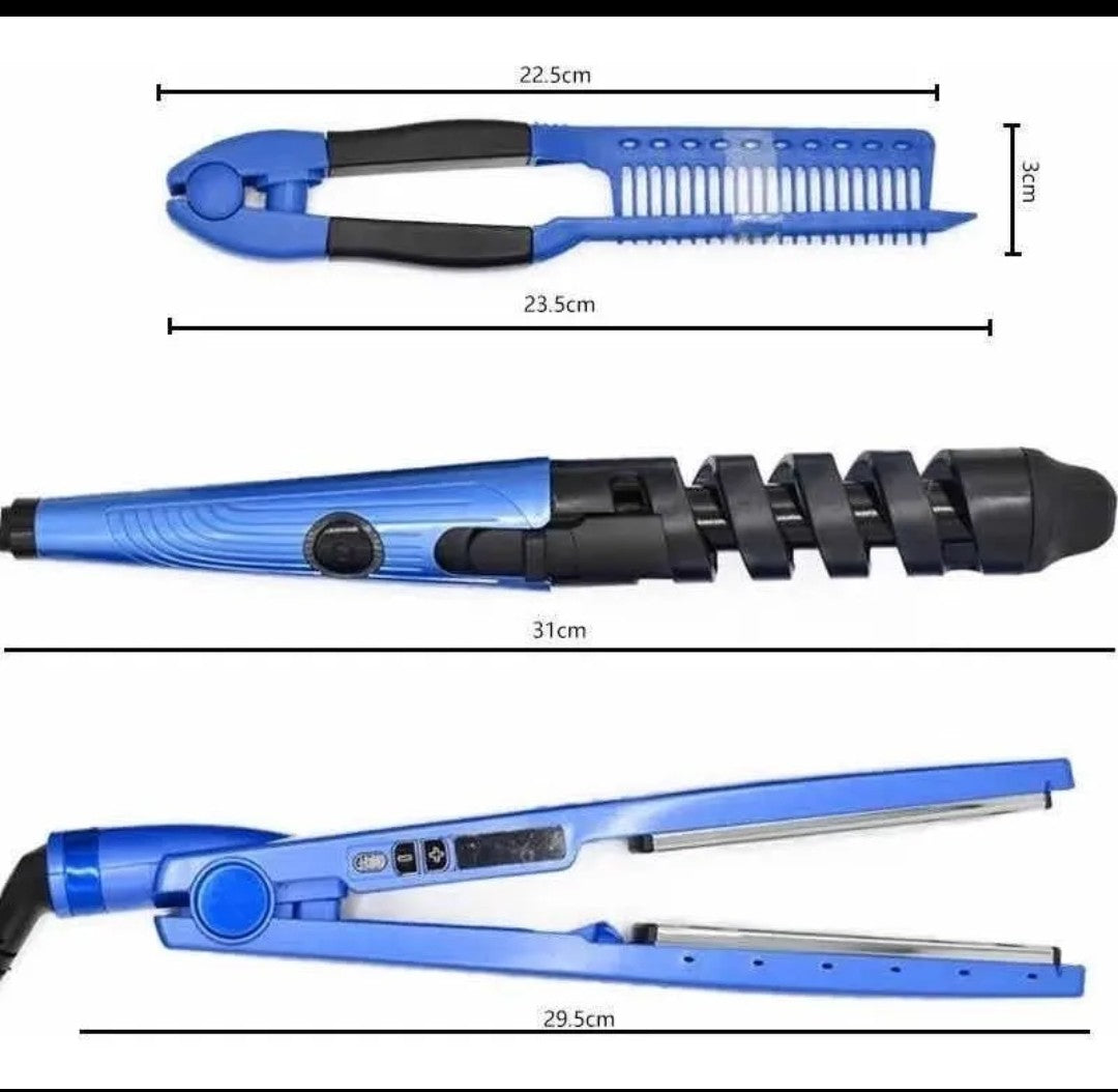 Kit de Plancha de Cabello+Rizadora+Peine. TIENDA NILDA'S HOPI ( ECUADOR).